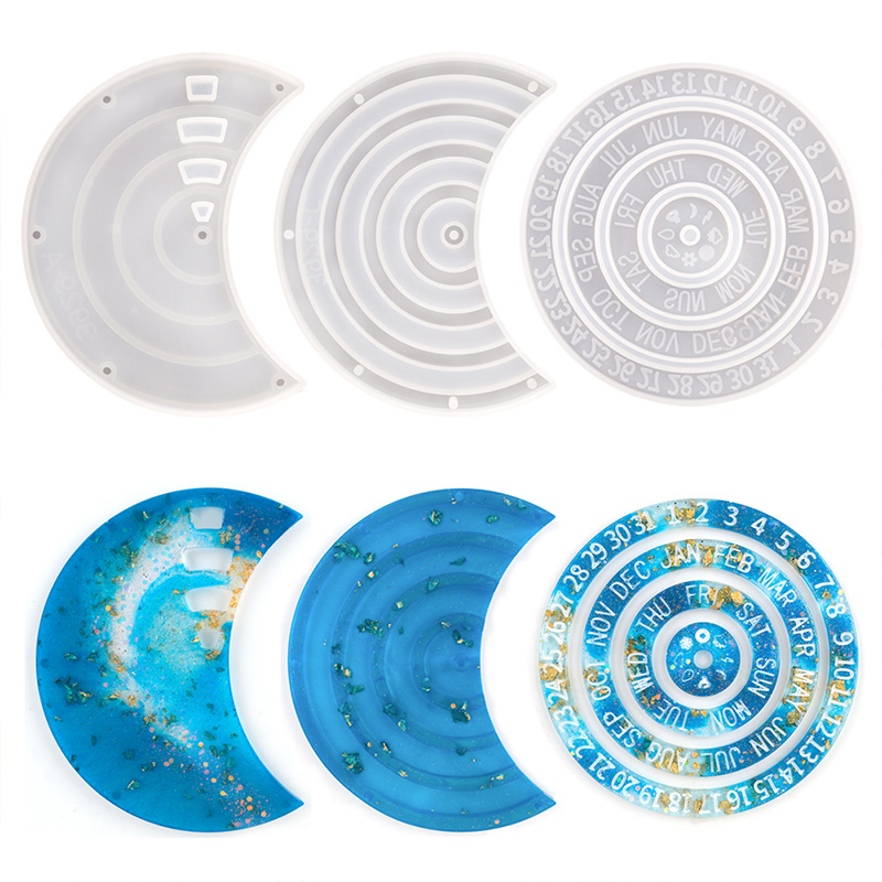 Resin Ocean Wave Mold - Calendrier perpétuel rotatif en forme de