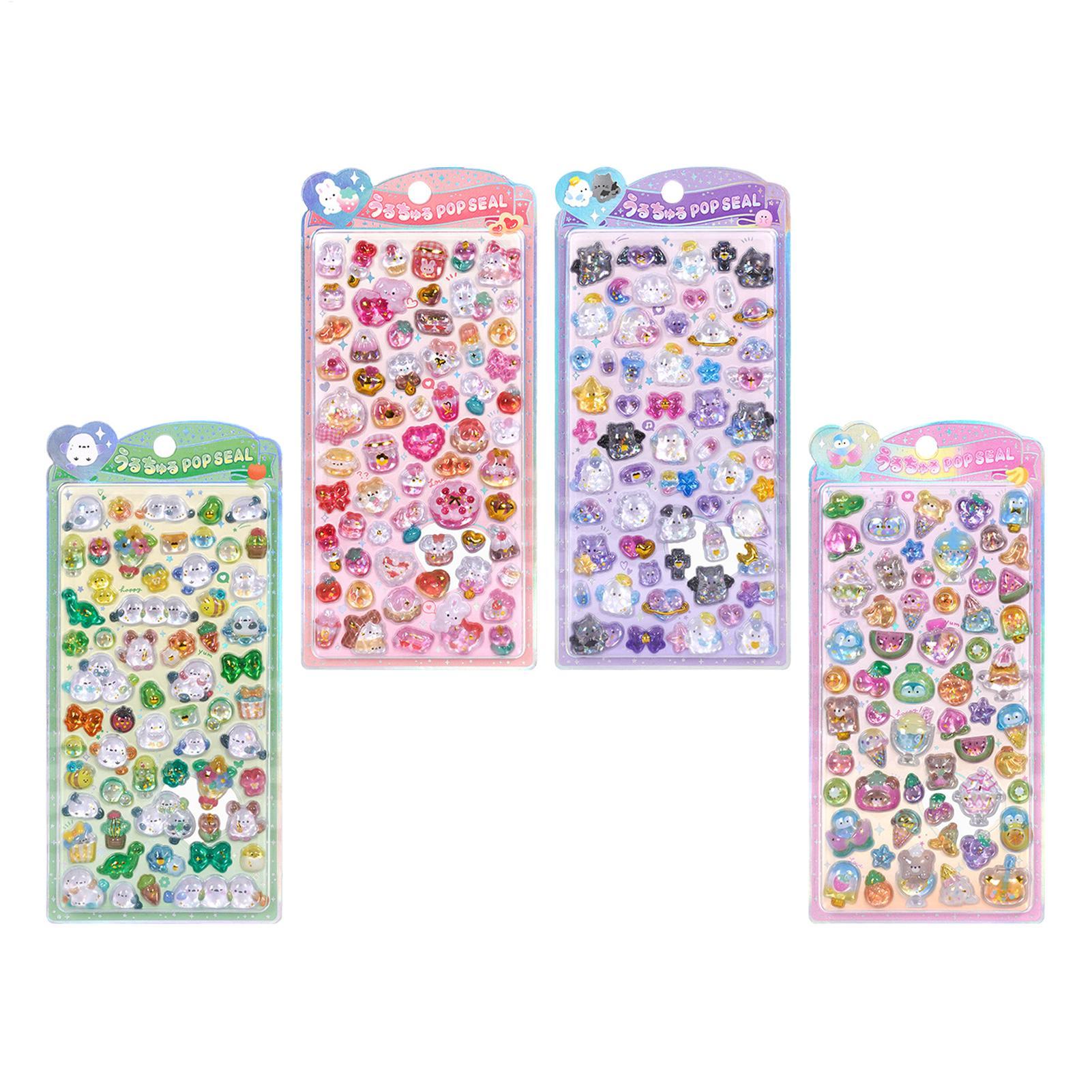 Resin Glitter Pack - Pack d'autocollants mignons à paillettes 3D,