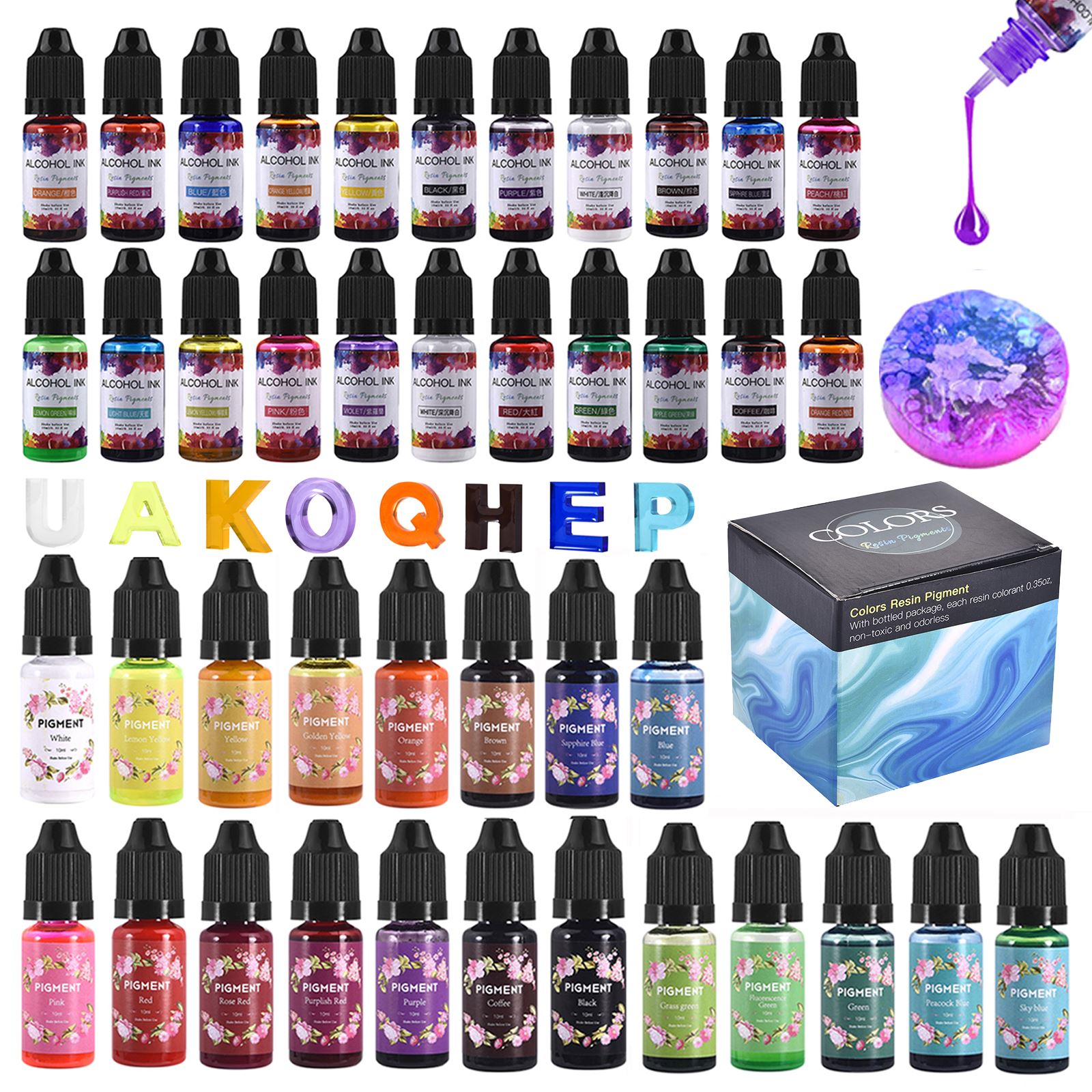 Resin Dye Alcohol - Kit de pigments en résine, 1