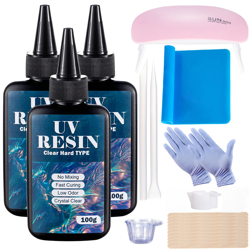 Epoxy Uv Resin Kit - Résine UV transparente 100g/250g, Type dur