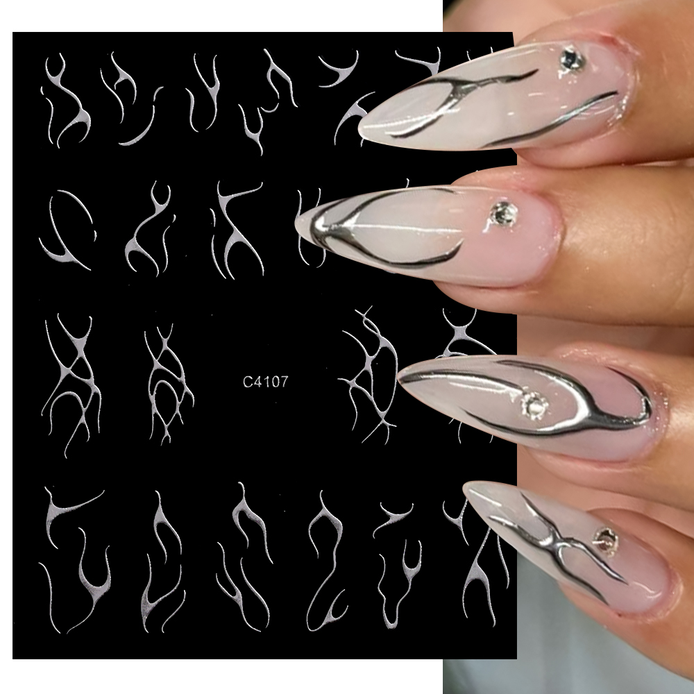 3D Argent Flamme Nail Sticker  - Gold Foil Flakes avis et prix