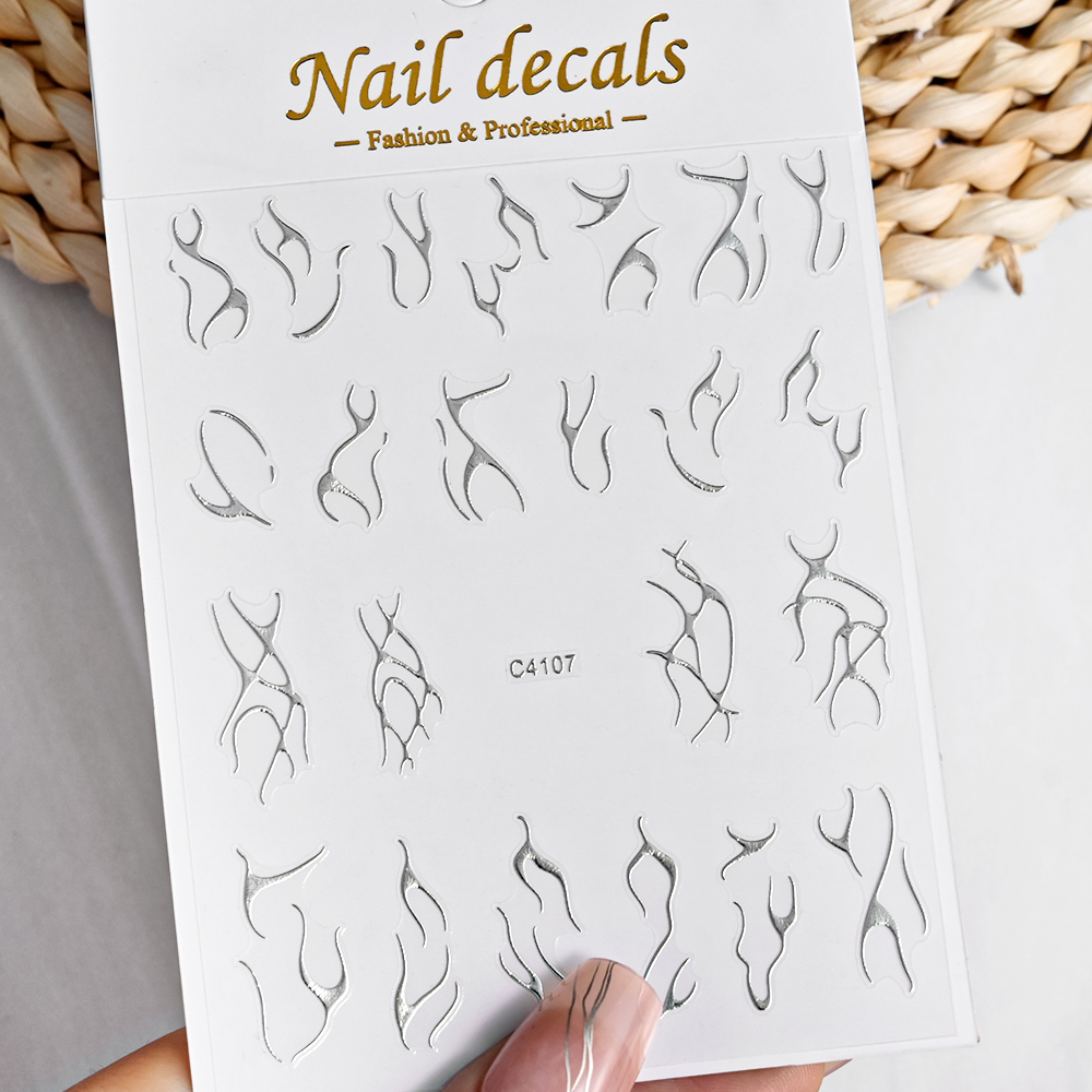3D Argent Flamme Nail Sticker  - Gold Foil Flakes avis et prix